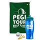 a green towel & teal lid & transparent blue bottle the tourney - golf kit