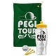 a green towel & yellow lid & clear bottle the tourney - golf kit