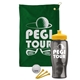 a green towel & yellow lid & transparent smoke bottle the tourney - golf kit