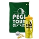 a green towel & yellow lid & transparent yellow bottle the tourney - golf kit