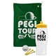 a green towel & yellow lid & white bottle the tourney - golf kit