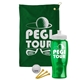 a green towel & white lid & transparent green bottle the tourney - golf kit