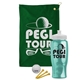 a green towel & white lid & transparent teal bottle the tourney - golf kit