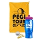 a athletic gold towel & pink lid & transparent blue bottle the tourney - golf kit