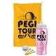 a athletic gold towel & white lid & transparent pink bottle the tourney - golf kit