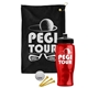a black towel & black lid & transparent red bottle the tourney - golf kit