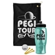 a black towel & black lid & transparent teal bottle the tourney - golf kit