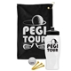 a black towel & black lid & white bottle the tourney - golf kit