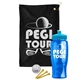 a black towel & cyan lid & transparent blue bottle the tourney - golf kit
