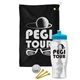 a black towel & cyan lid & clear bottle the tourney - golf kit