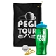 a black towel & cyan lid & transparent green bottle the tourney - golf kit