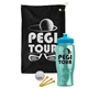 a black towel & cyan lid & transparent teal bottle the tourney - golf kit