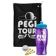 a black towel & cyan lid & transparent violet bottle the tourney - golf kit