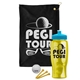 a black towel & cyan lid & transparent yellow bottle the tourney - golf kit