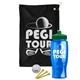 a black towel & green lid & transparent blue bottle the tourney - golf kit