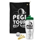 a black towel & green lid & clear bottle the tourney - golf kit