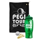 a black towel & green lid & transparent green bottle the tourney - golf kit