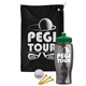 a black towel & green lid & transparent smoke bottle the tourney - golf kit