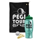 a black towel & green lid & transparent teal bottle the tourney - golf kit