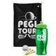 a black towel & lime green lid & transparent green bottle the tourney - golf kit