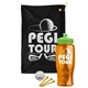 a black towel & lime green lid & transparent orange bottle the tourney - golf kit