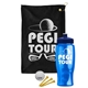 a black towel & navy blue lid & transparent blue bottle the tourney - golf kit