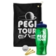 a black towel & navy blue lid & transparent green bottle the tourney - golf kit