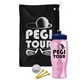 a black towel & navy blue lid & transparent pink bottle the tourney - golf kit