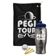 a black towel & navy blue lid & transparent smoke bottle the tourney - golf kit