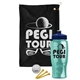 a black towel & navy blue lid & transparent teal bottle the tourney - golf kit