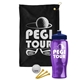 a black towel & navy blue lid & transparent violet bottle the tourney - golf kit