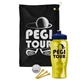 a black towel & navy blue lid & transparent yellow bottle the tourney - golf kit