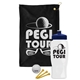 a black towel & navy blue lid & white bottle the tourney - golf kit