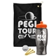 a black towel & orange lid & transparent smoke bottle the tourney - golf kit