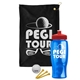 a black towel & red lid & transparent blue bottle the tourney - golf kit