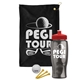 a black towel & red lid & transparent smoke bottle the tourney - golf kit