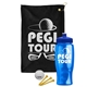 a black towel & royal blue lid & transparent blue bottle the tourney - golf kit
