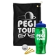 a black towel & royal blue lid & transparent green bottle the tourney - golf kit