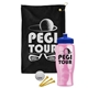 a black towel & royal blue lid & transparent pink bottle the tourney - golf kit