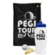 a black towel & royal blue lid & white bottle the tourney - golf kit