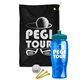 a black towel & teal lid & transparent blue bottle the tourney - golf kit