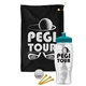 a black towel & teal lid & clear bottle the tourney - golf kit