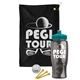 a black towel & teal lid & transparent smoke bottle the tourney - golf kit