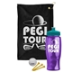 a black towel & teal lid & transparent violet bottle the tourney - golf kit