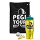 a black towel & teal lid & transparent yellow bottle the tourney - golf kit