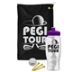 a black towel & violet lid & clear bottle the tourney - golf kit
