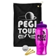 a black towel & violet lid & transparent hot pink bottle the tourney - golf kit