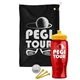 a black towel & yellow lid & transparent red bottle the tourney - golf kit