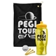 a black towel & yellow lid & transparent yellow bottle the tourney - golf kit