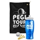 a black towel & white lid & transparent blue bottle the tourney - golf kit